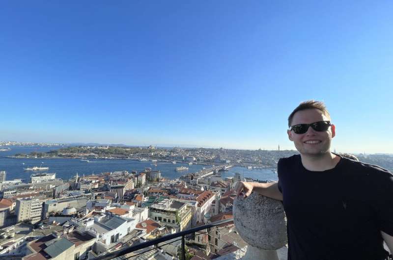 At the top of the Galata Tower with a view of Istanbul 