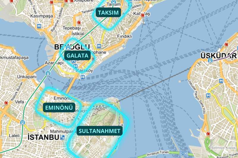 Map of neighborhoods in Istanbul 