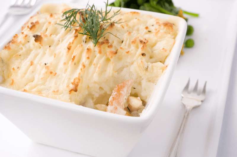 Smoked Haddock and Salmon pie is typical Scottish food