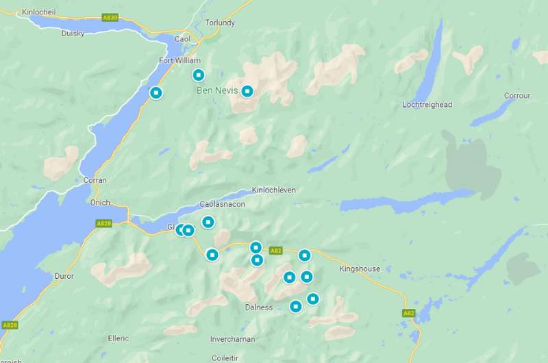 Glencoe Scotland map of highlights