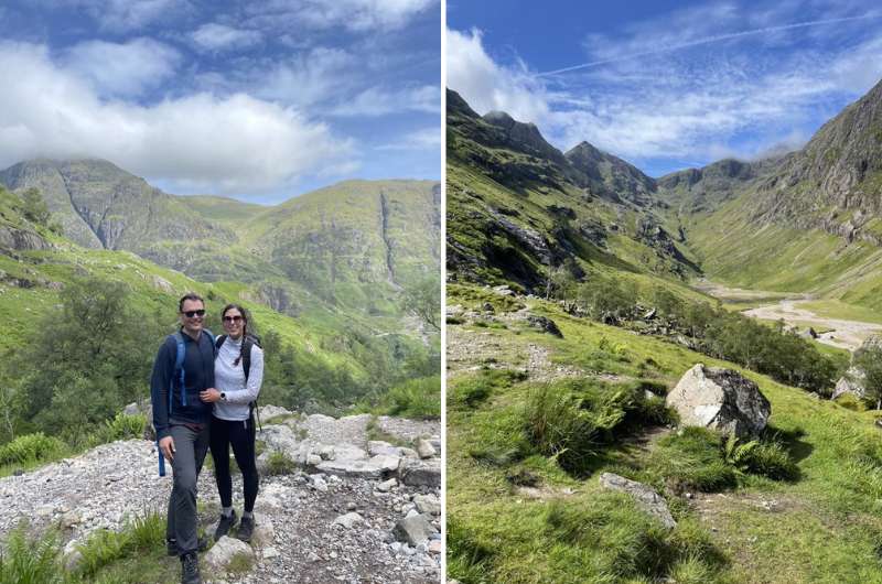 Hiking Hidden Valley near Glencoe Scotland