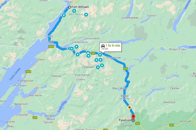 Glencoe Valley scenic drive map