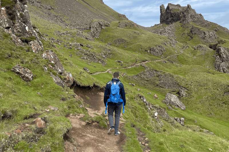 Tourist on a Quiraing Rocks, Scotland