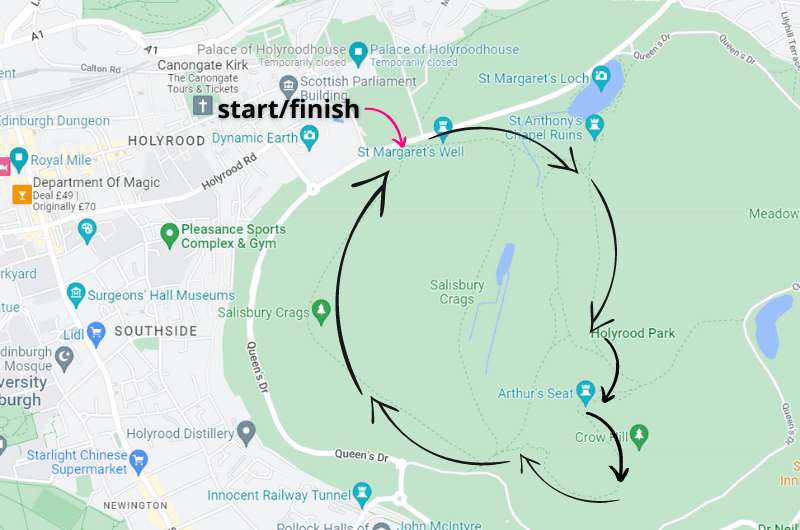  Arthur’s Seat hike map 