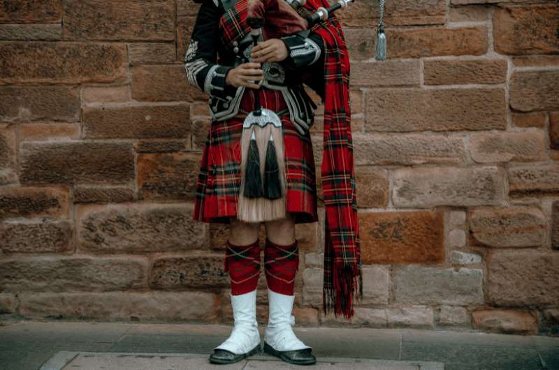 A man in a traditional Scottish suit