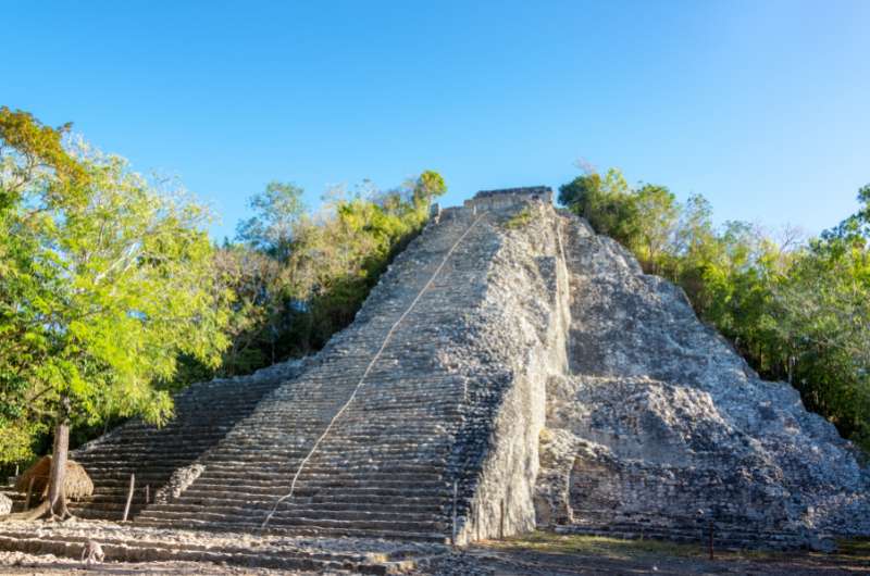 a pyramid in Coba, Mayan ruins in Mexico