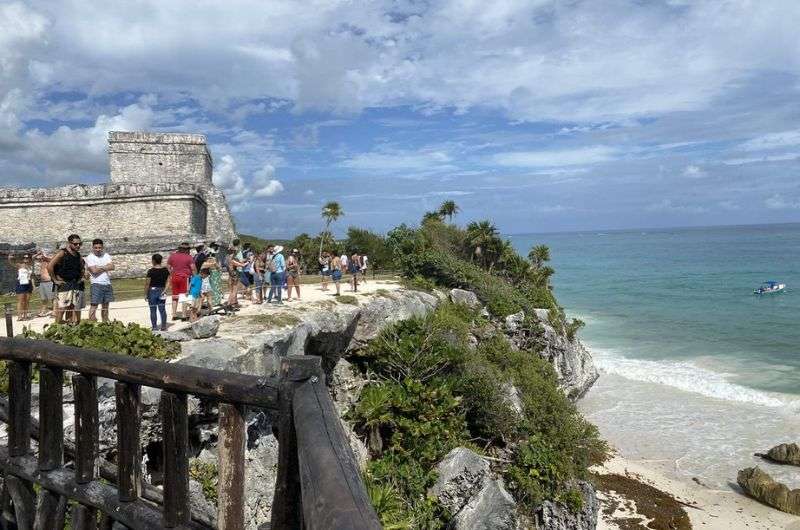 People in Mayan city Tulum, Mexico
