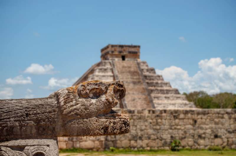 Sculpture of feathered serpent, an important god in Mexican culture