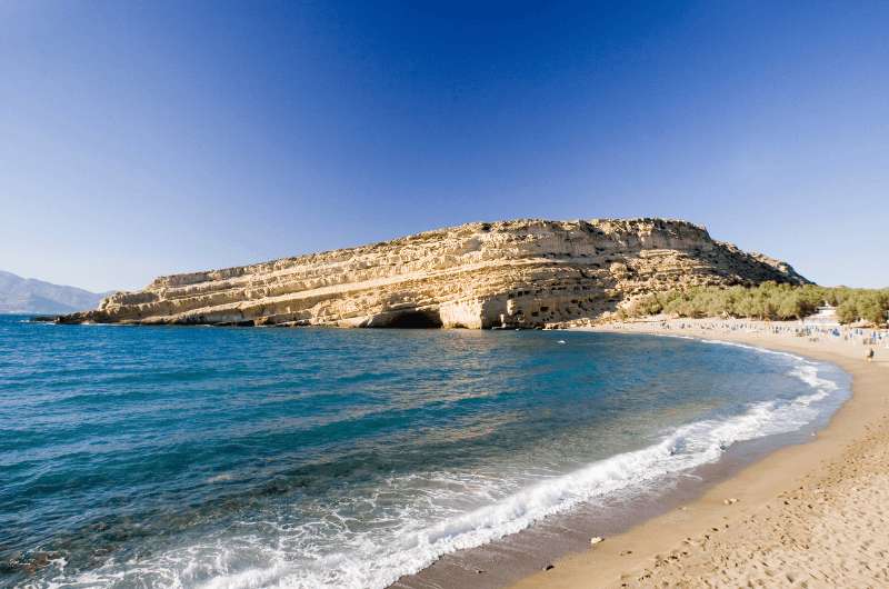 Matala Beach in Crete, Greece