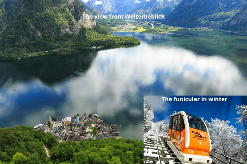 The view from Welterbeblick above Hallstatt in Austria