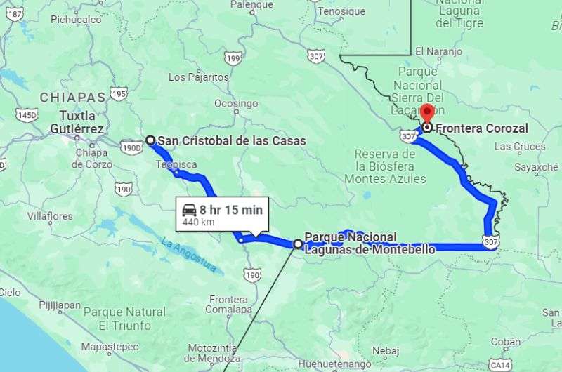 Chiapas itinerary: map (day 3)