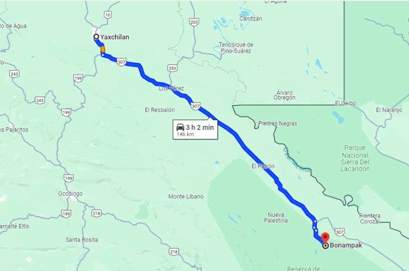 Chiapas itinerary: map (day 4)