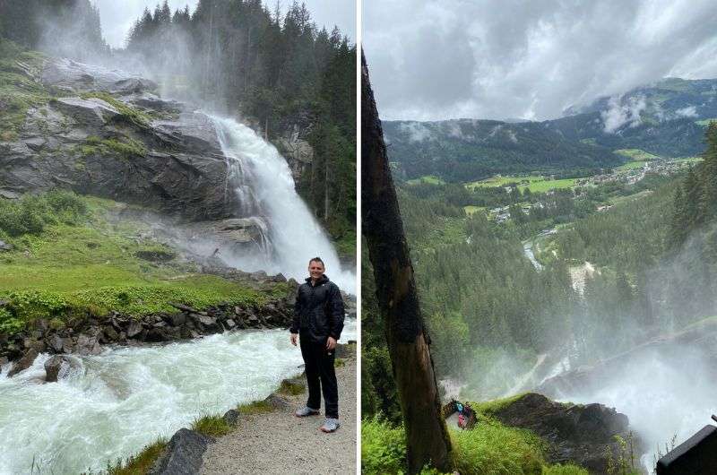 traveler inf front of the Krimml Waterfalls in Austria, photo by Next level of travel