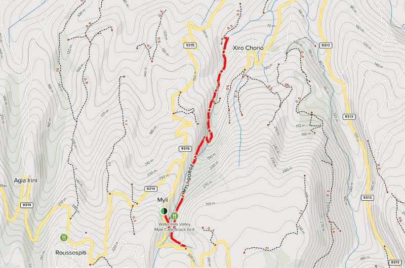 Map of Mili Gorge hike