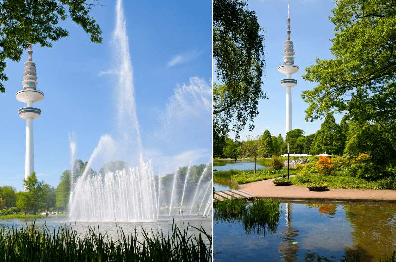 Plants and Flowers park in Hamburg, Planten und Blohmen and TV Tower