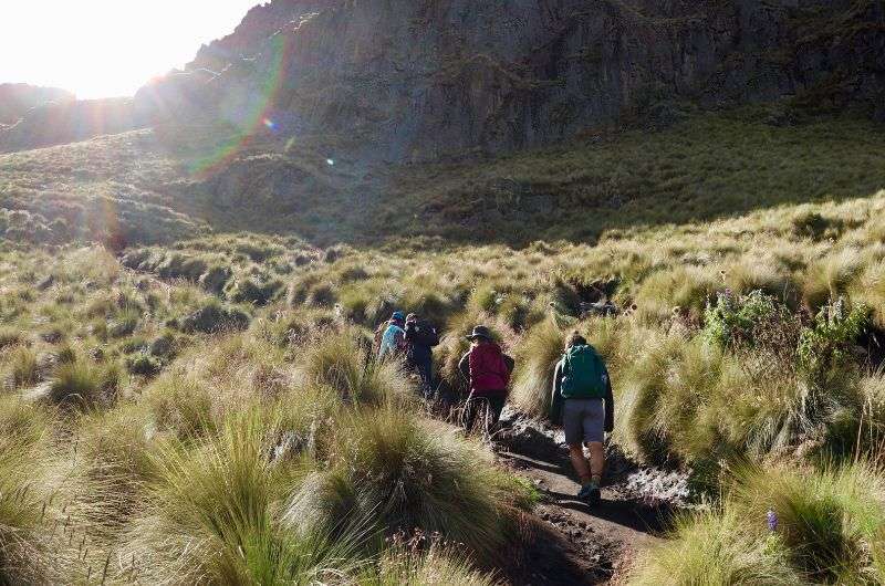 People hiking in Izta Popo National Park, Mexico
