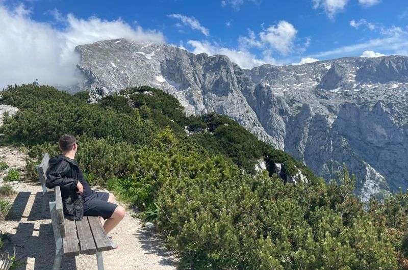 Photo of a tourist on a way to Eagle's Nest (Kehlsteinhaus) in Germany 