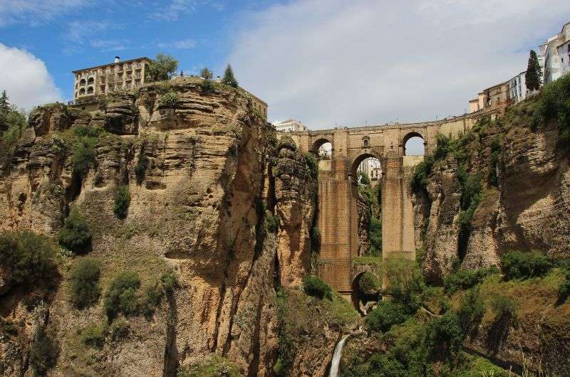 View of New Bridge in Ronda from a viewpoint in the gorge 