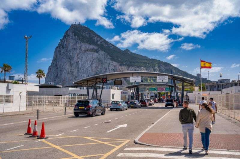 Border between Spain and UK in Gibraltar