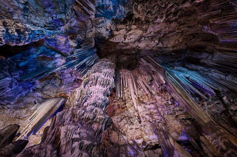 The stalactites and stalagmites of the St. Michael’s Cave in Gibraltar