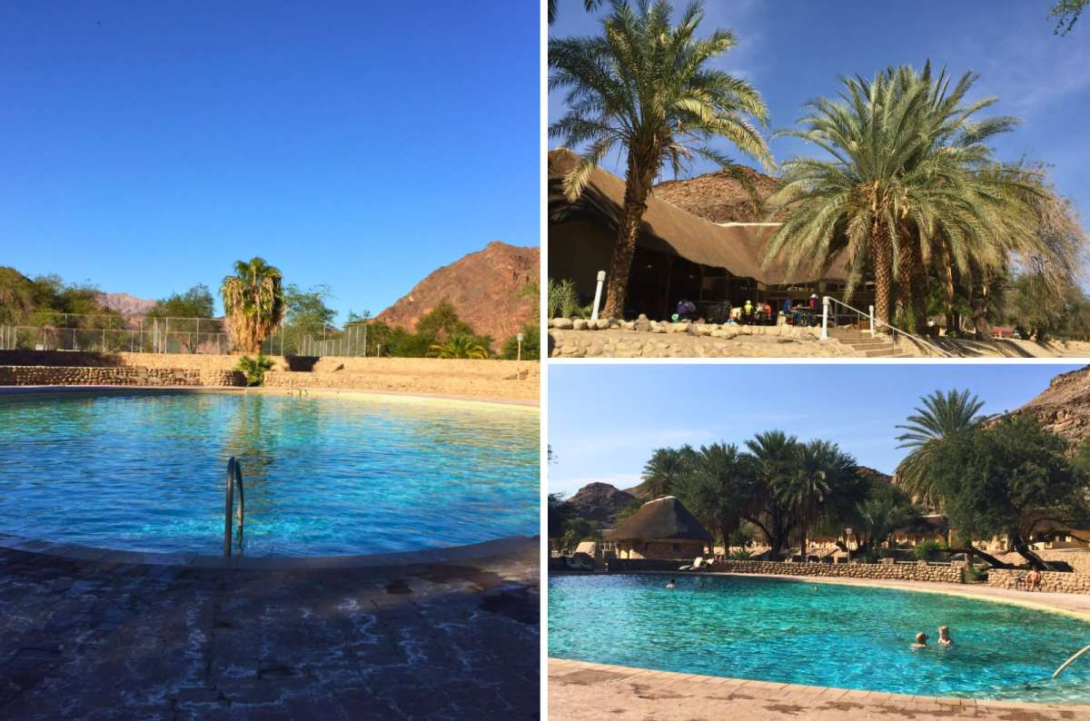 Ais-Ais hot springs resort pools and lodge near Fish River Canyon hike, Namibia