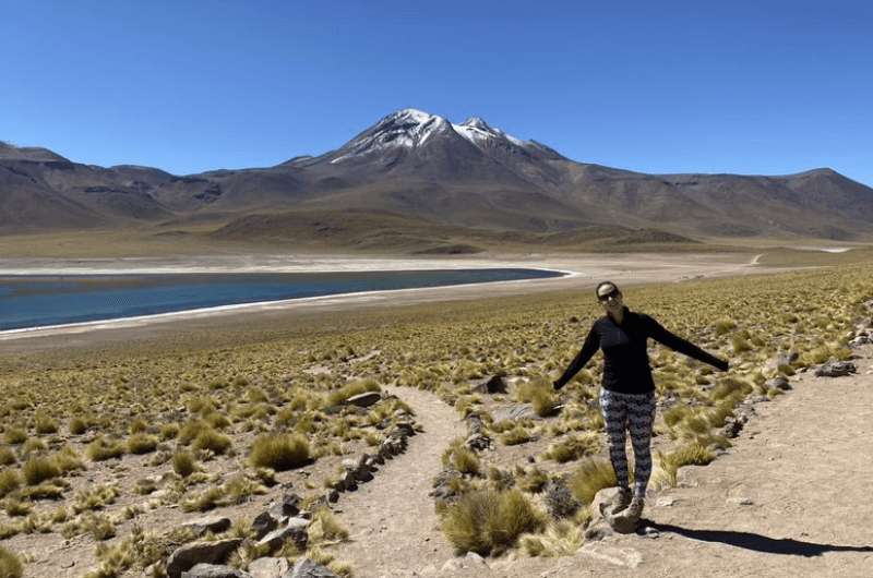 A tourist on a hike in Chile