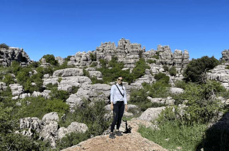 A tourist in El Torcal in Andalusia, Spain