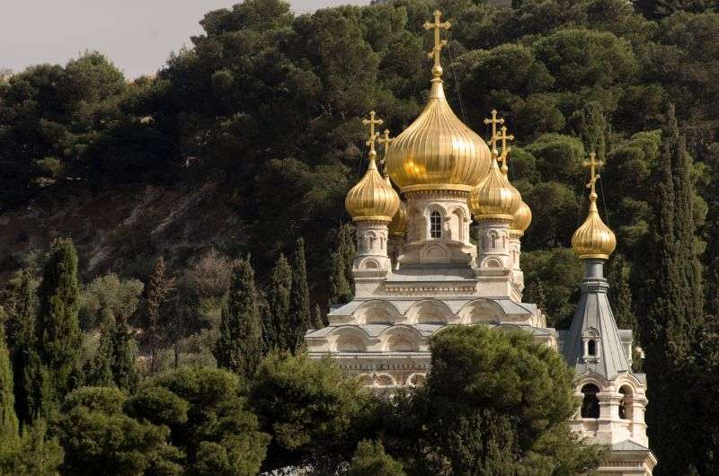 Mount of Olives and Church of Mary Magdalene in Israel