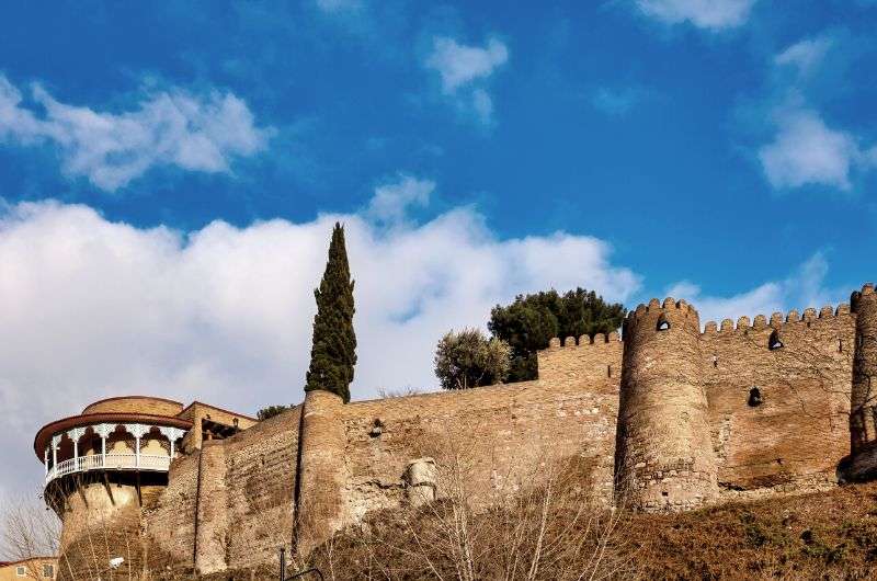 City walls and Queen Darejan Palace in Tbilisi, Georgia