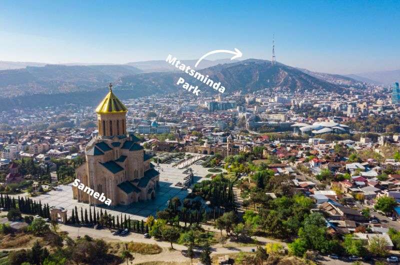 Mtatsaminda Park as viewed from Sameba in Tbilisi
