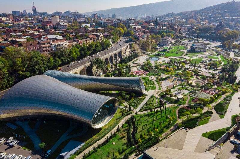 Rike Park and the rike Concert Hall in Tbilisi, Georgia