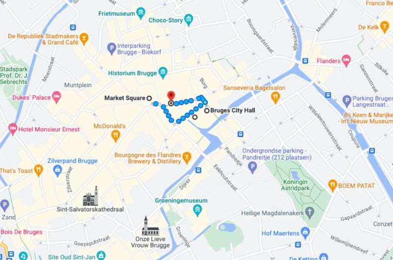 Map of day 4 Belgium itinerary