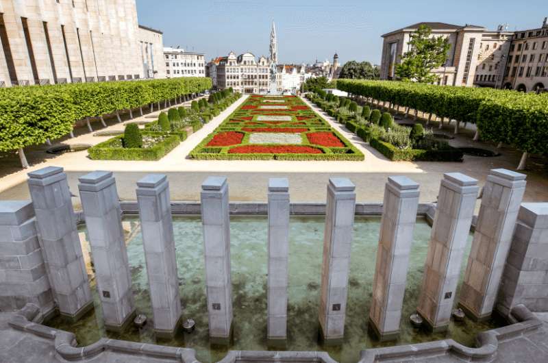 Mont des Arts in Brussels at sunset