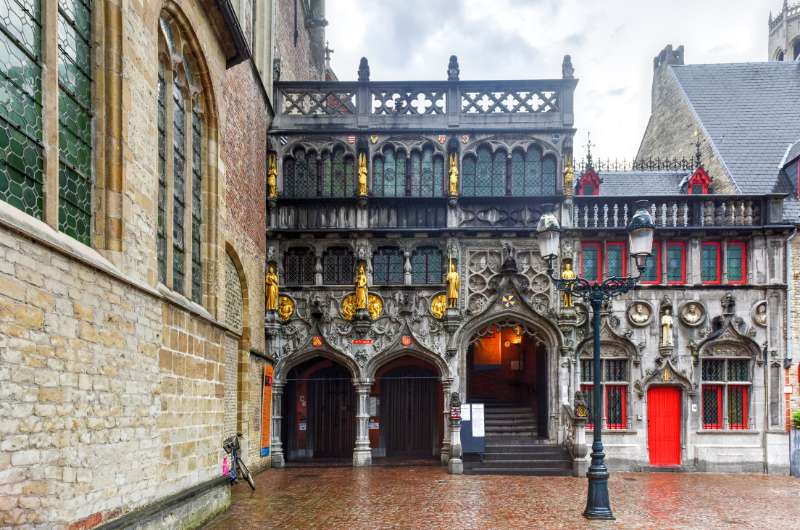 The Basilica of the Holy Blood exterior in Bruges Belgium