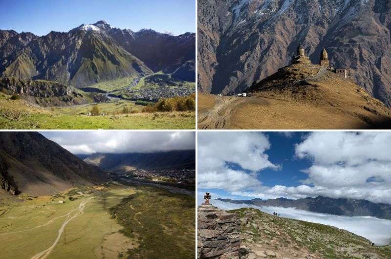 The different views of places in Kazbegi, Georgia