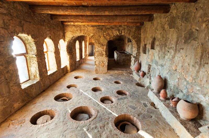 Wine cellar in Nekresi Monastery in Kakheti wine region, Georgia