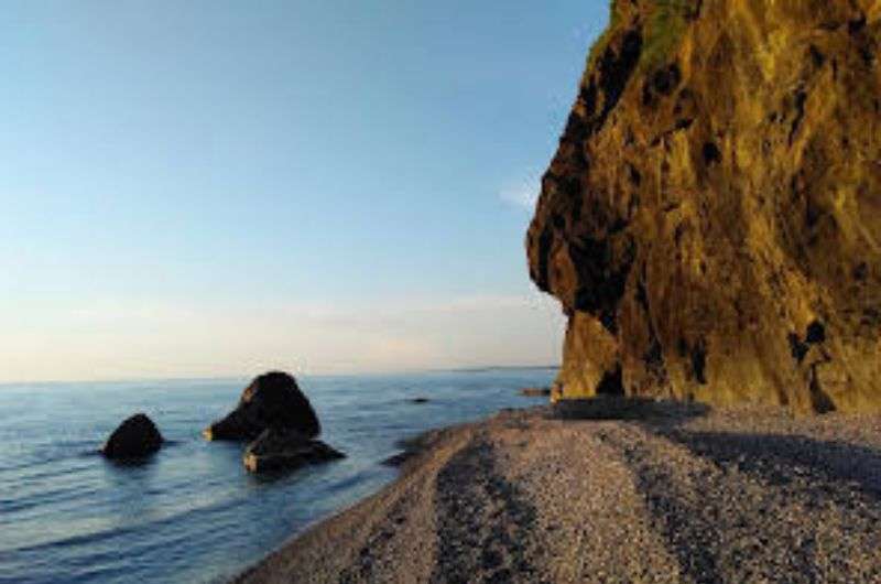 The rocky end of Tsikhisdziri Beach, Black Sea, Georgia