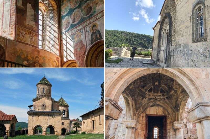 The interior and exterior of Gelati Monastery near Kutaisi, Georgia country