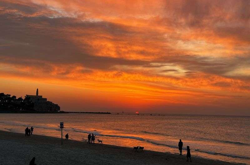 Watching sunset at Tel Aviv promenade, Israel