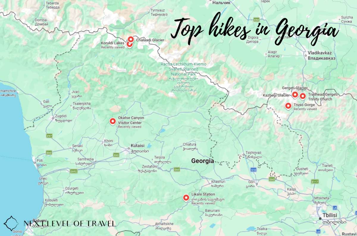 map of best hikes in Georgia, created by Next Level of Travel