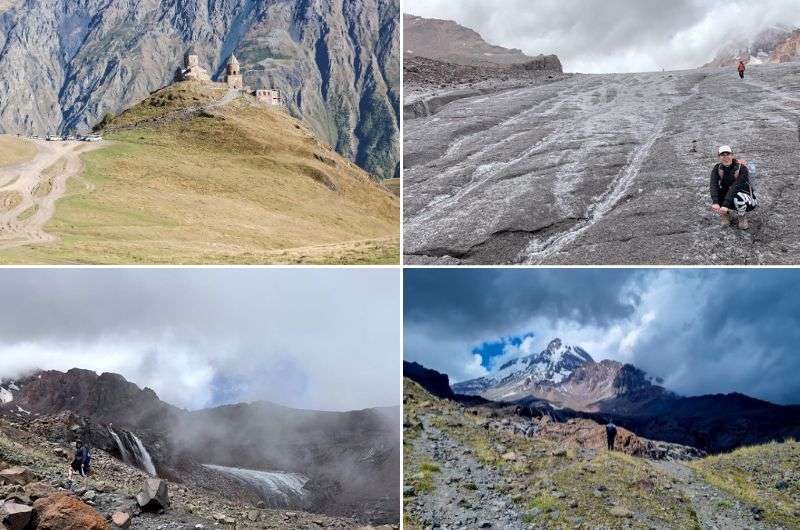 Photos from the trail up to Gergeti Glacier Kazbeg, hikes in Georgia