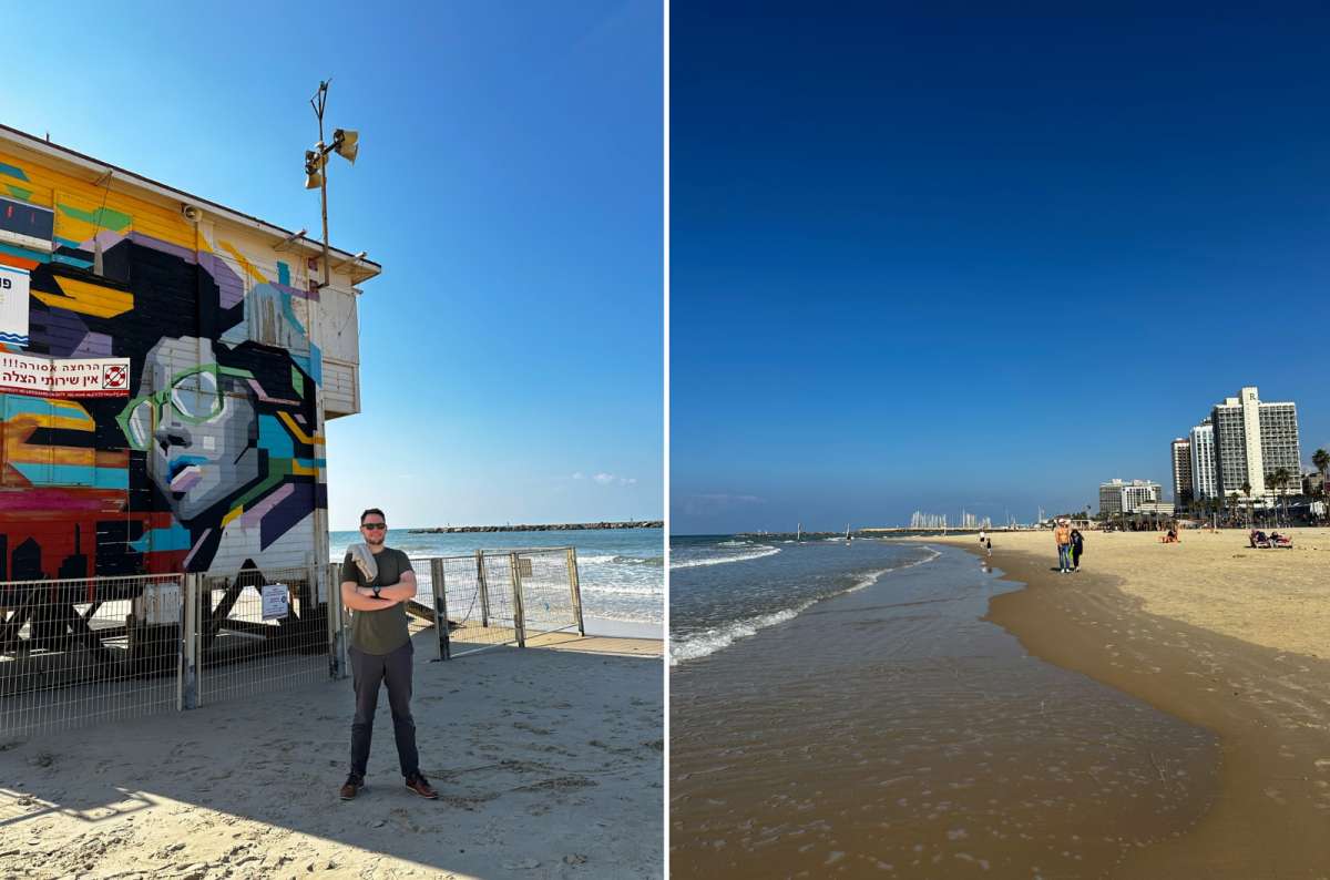 Colorful lifeguard tower mural and sandy shoreline along the Tel Aviv Promenade, Israel, one of the top places to visit in Israel, photo by Next Level of Travel
