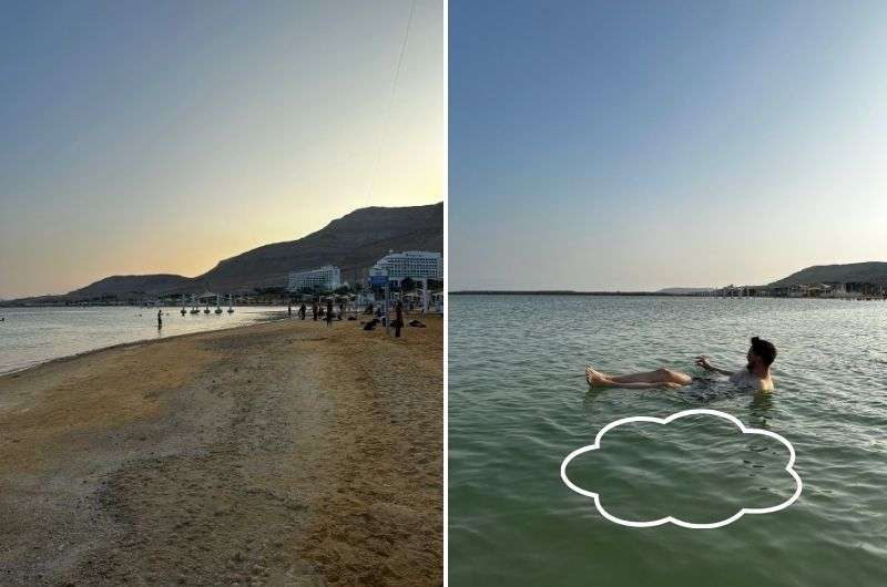 Taking a bath in the Dead Sea, Israel