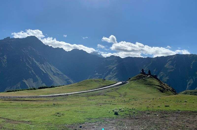 Hiking to the Gergeti Trinity Church in Kazbegi, Georgia