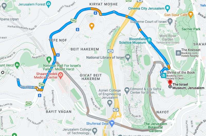 Map of Jerusalem itinerary day 2