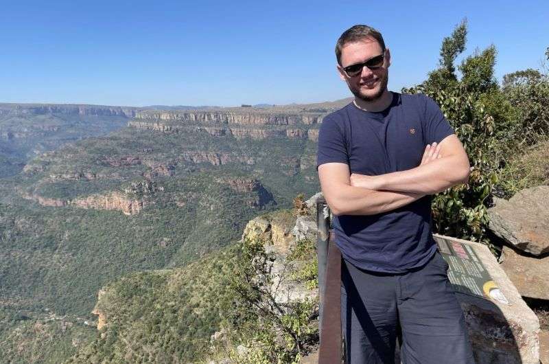 Tourist taking in the views on a stop on Panorama Route in South Africa