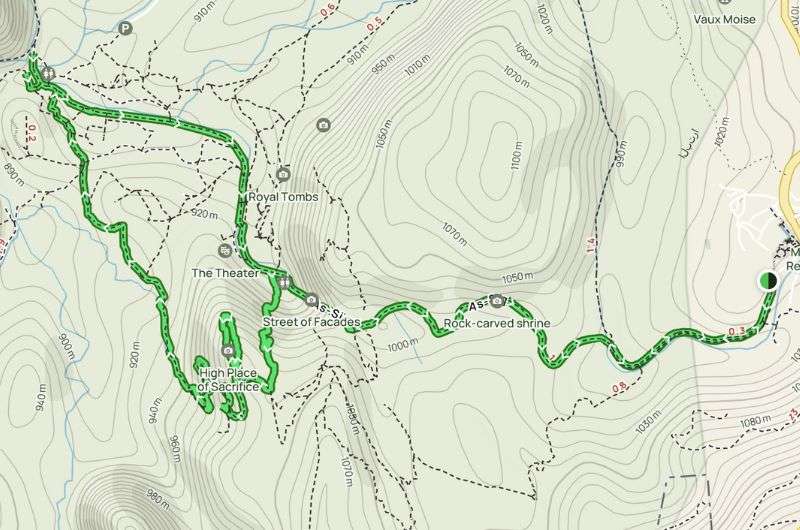 Map of Petra Monument loop hike