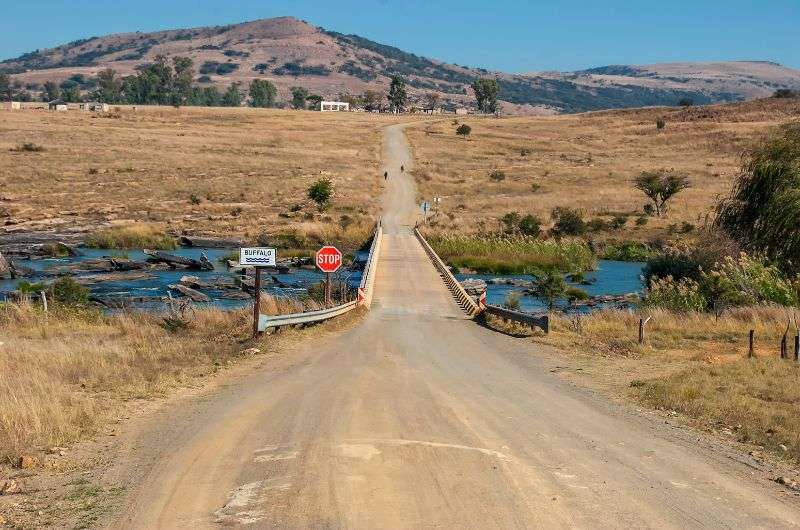 Buffalo River crossing near Rorke’s Drift in Drakensberg, South Africa