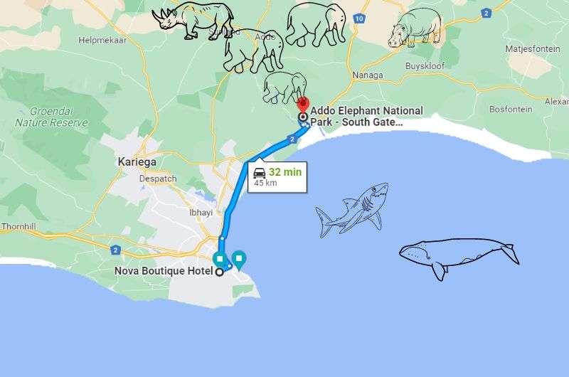 Map of the fifth day of this Garden Route itinerary