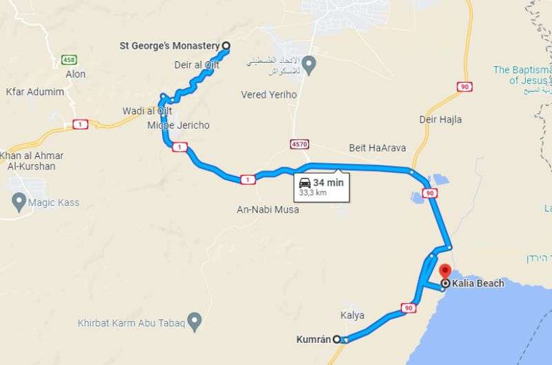 Map of the drive from St George’s Monastery to Kalia Beach